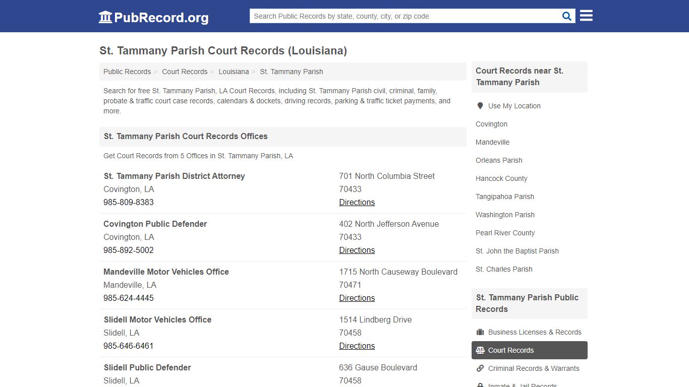 St. Tammany Parish Court Records (Louisiana) - Free Public Records Search